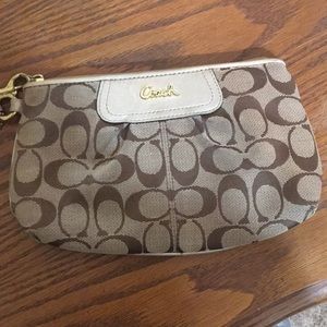 Brown and Gold “Poppy” Coach Wristlet